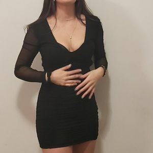 Black bodycon dress with mesh